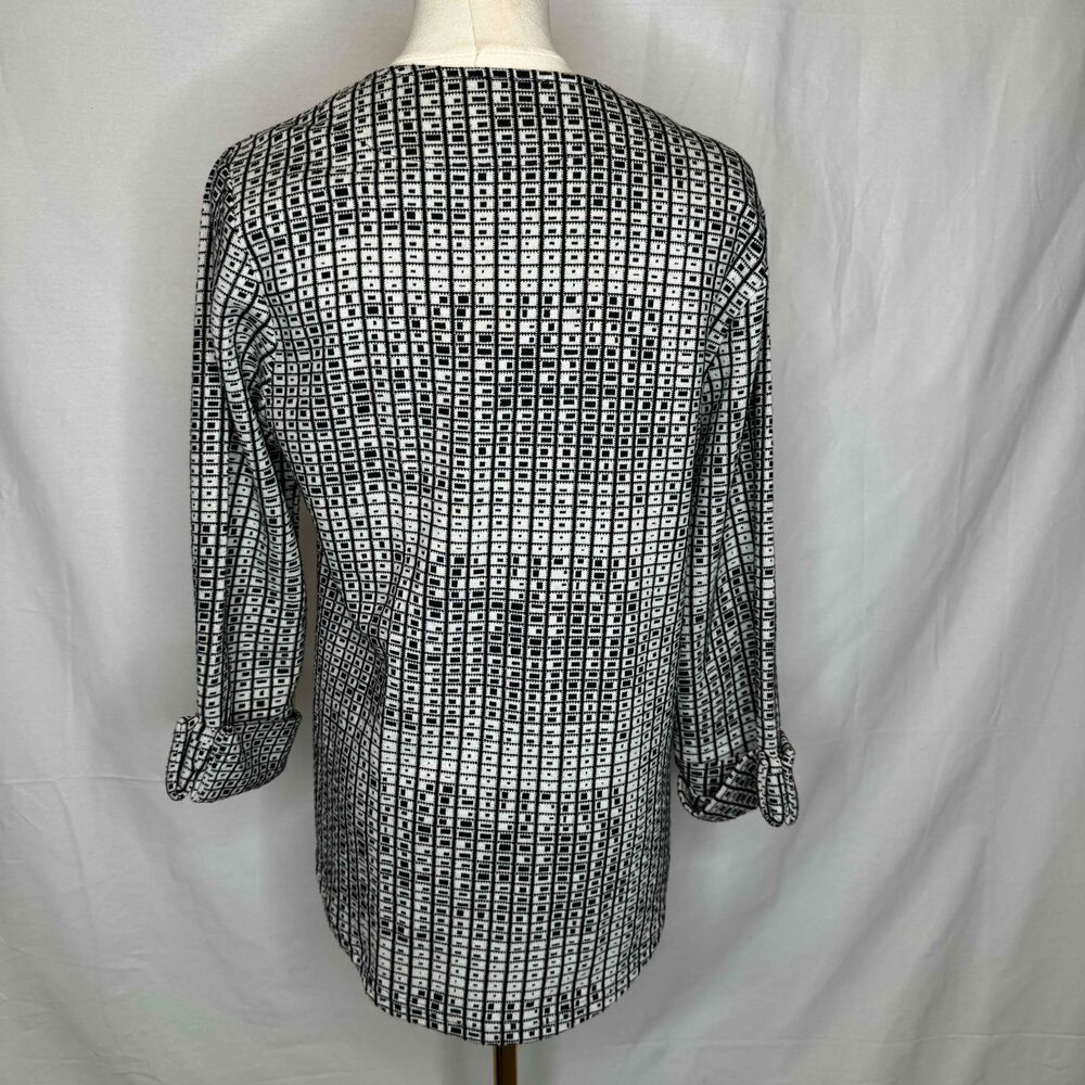 Parsley & Sage Geometric Blazer Jacket Women Small Funky 3/4 OP-ART Lagenlook - Picture 3 of 11